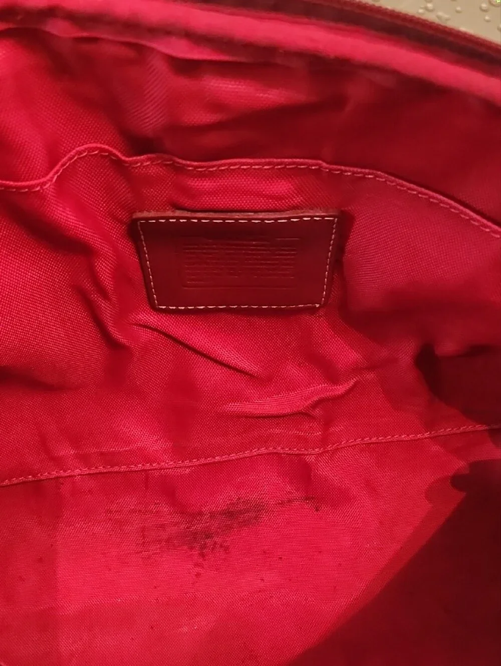 Coach Red Signature Glossy Cosmetic Pouch